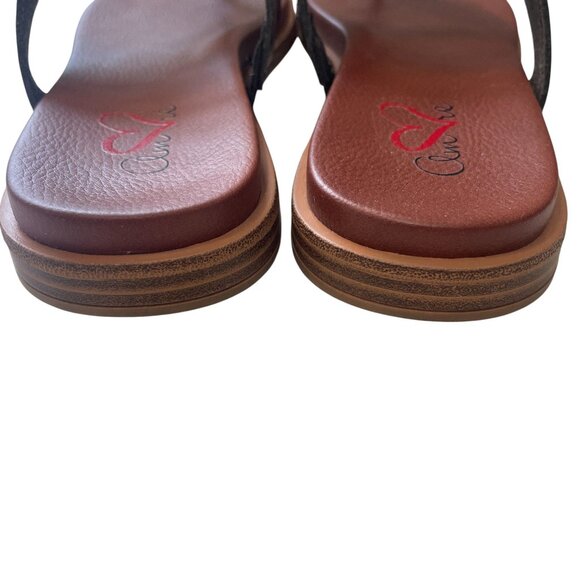 Amore Mayte Black Leather Sandals Size 65M Flat Slide Summer Comfort Shoe - Picture 7 of 8